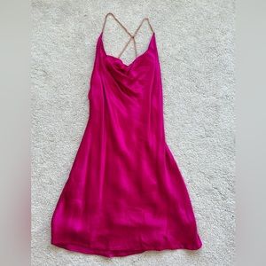 Forever21 Hot Pink Cowl Neck Satin Dress in Size Small, EUC
